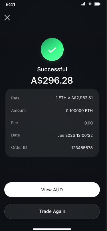 Enter fiat from sell