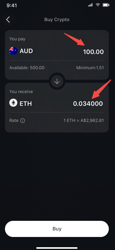 Select BTC/AUD