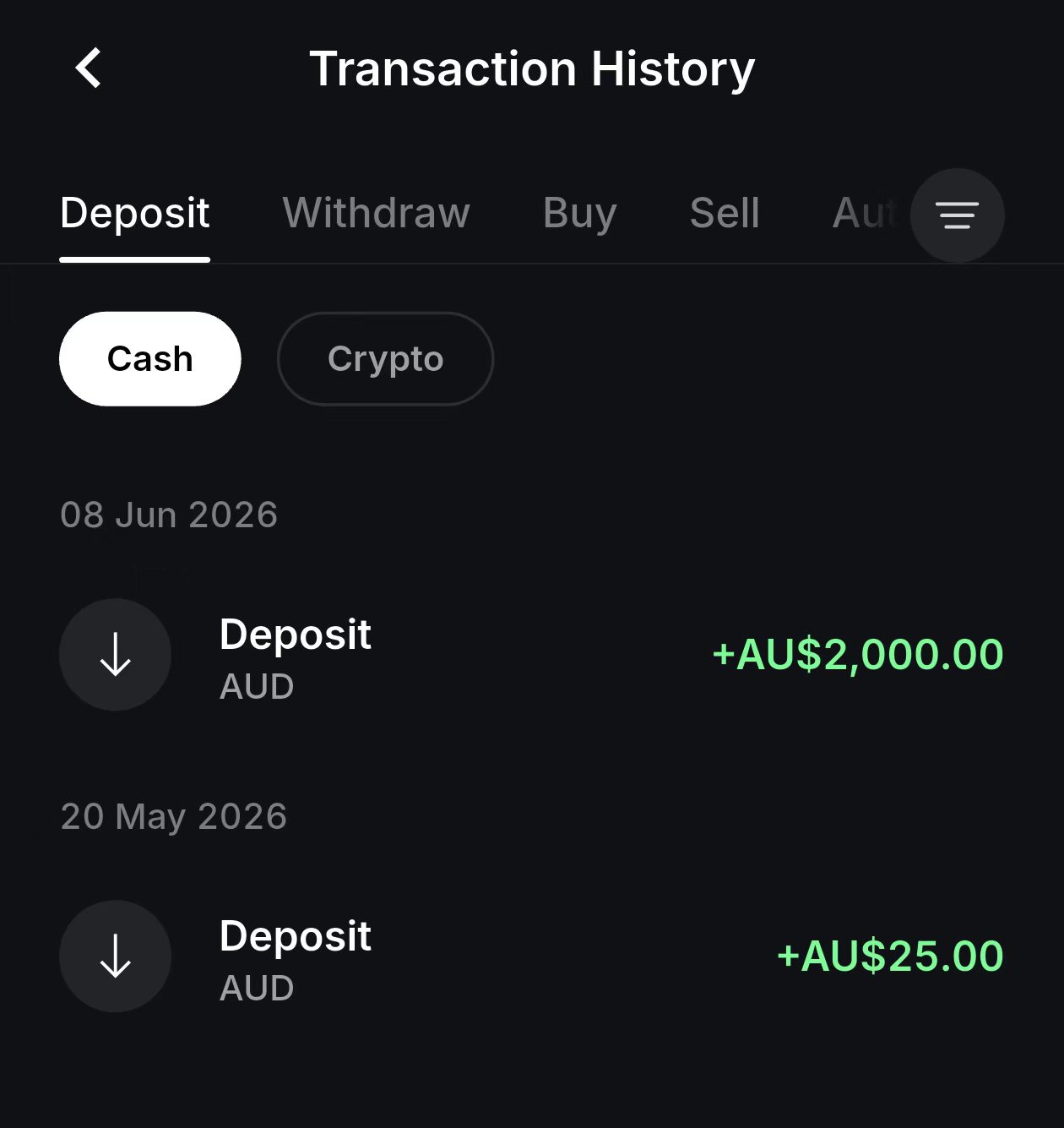 transaction history