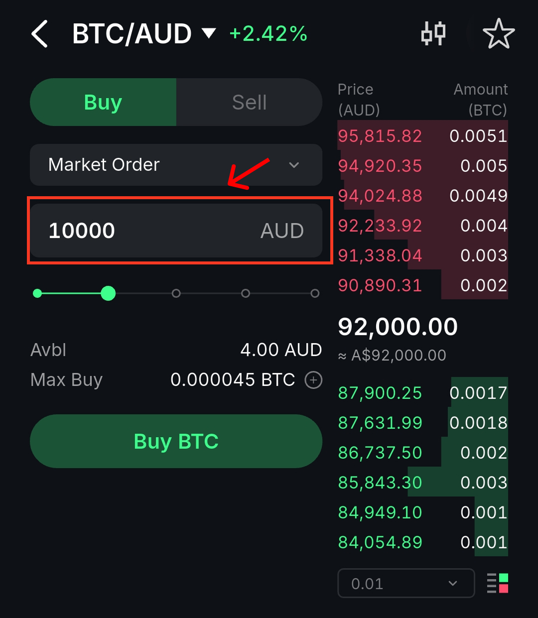Enter the amount App