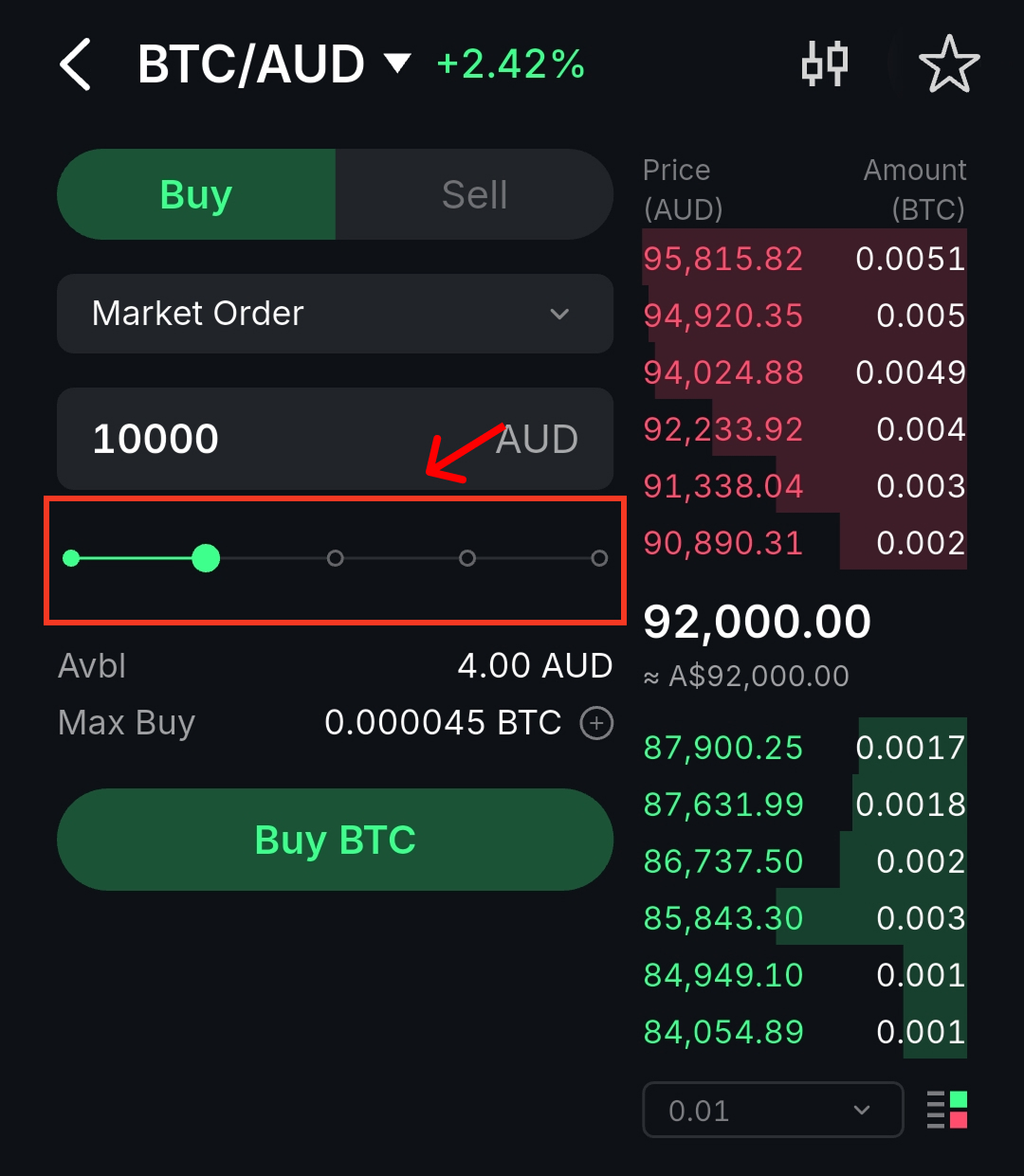 Estimated quantity via slider on App
