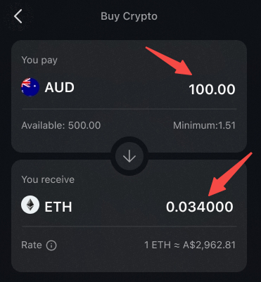 Select BTC/AUD